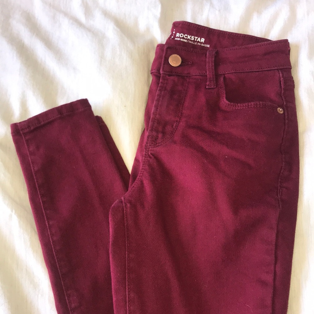 OLD NAVY ROCKSTAR maroon jeans - Picture 3 of 4